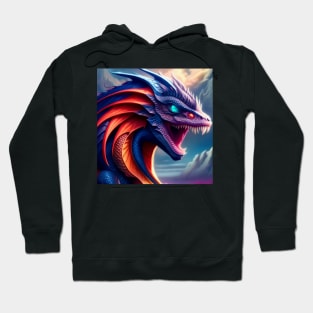 Ferocious Red, Purple, and Blue Dragon Hoodie